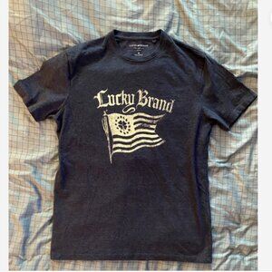 VINTAGE Lucky Brand Shirt Mens Short Sleeve MEDIUM BLUE